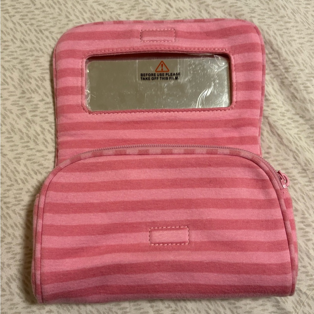 Brandy Melville Pink Striped Makeup Bag